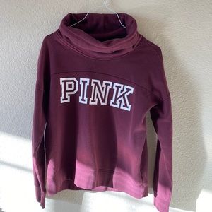 Victoria Secret Pink Maroon Mock Neck Sweatshirt!